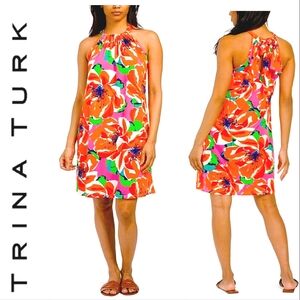 TRINA TURK Tropical Print Juju Halter Mini Dress in Botanical Medley Sz S NWT